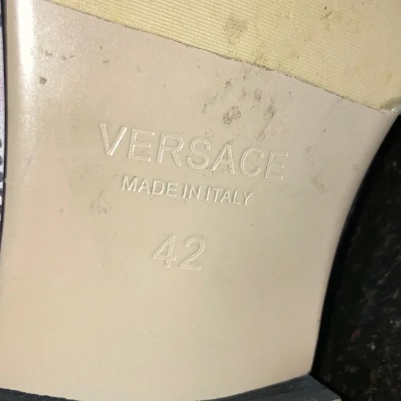 Versace Light Blue Rhinestone Loafers - Picture 4 of 8